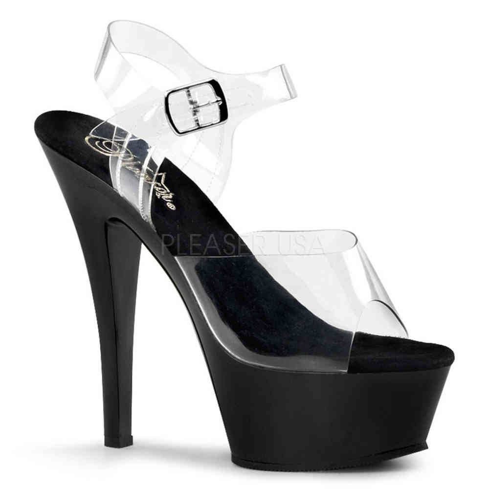 Pleaser - KISS208 Sandale à bride à la cheville - Noir/Transparent Product image